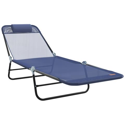 Lettino Prendisole Pieghevole con Testa Navy Textilene - Foto 1