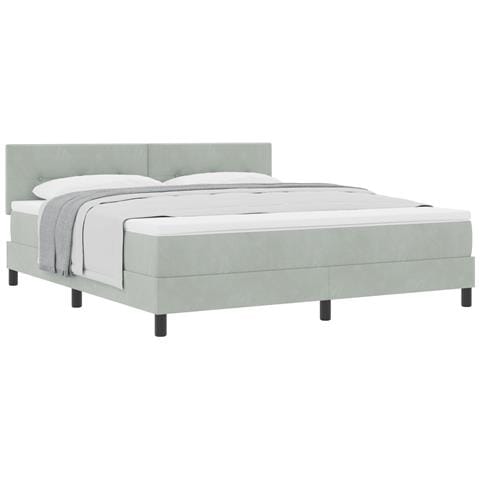 Letto Box Spring con Materasso Grigio Chiaro Super King in Velluto - Foto 1