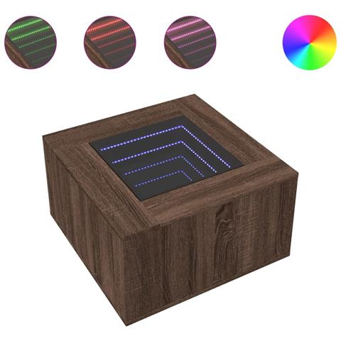Tavolino Salotto con LED Rovere Marrone 60x60x40 cm Multistrato - Foto 1