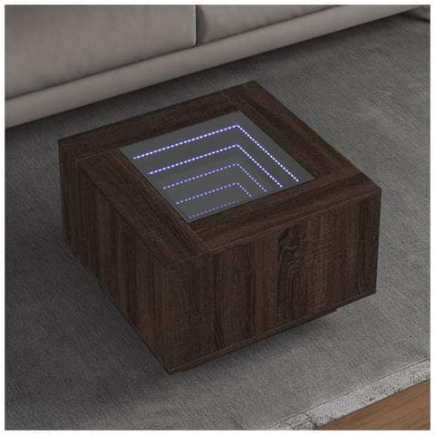 Tavolino Salotto con LED Rovere Marrone 60x60x40 cm Multistrato - Foto 2