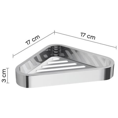 Portaoggetti Angolare Per Doccia Da Muro In Ottone, Acciaio Inox Aisi 304 E Cromall 3283 Serie Outline Cromato - Foto 2