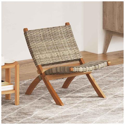 Sedia Relax In Rattan Kubu Naturale E Mogano Massello - Foto 8