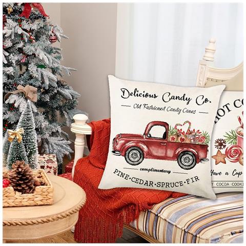 Copricuscini Decorativi Natalizi Bianchi 4 Pezzi 40x40 Cm - Foto 2