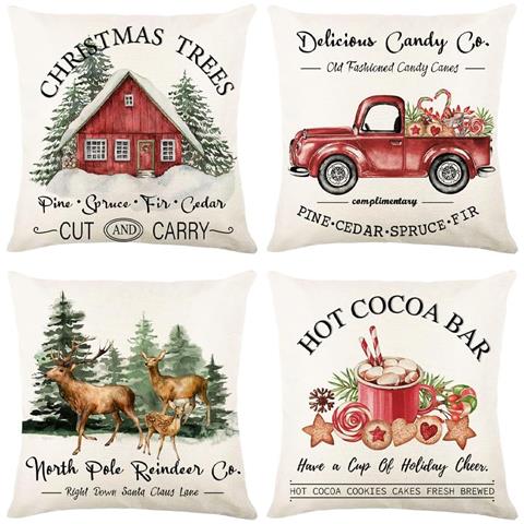 Copricuscini Decorativi Natalizi Bianchi 4 Pezzi 40x40 Cm - Foto 1
