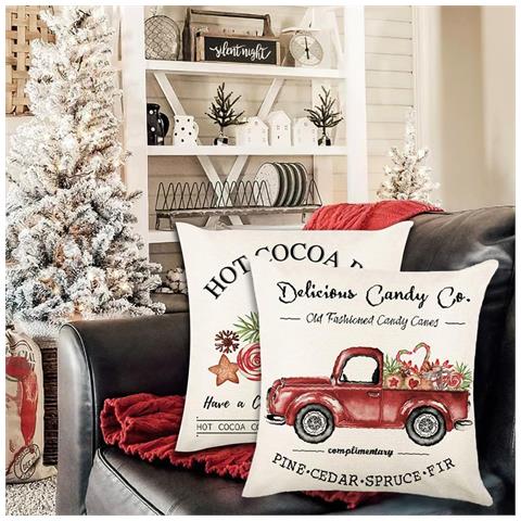 Copricuscini Decorativi Natalizi Bianchi 4 Pezzi 40x40 Cm - Foto 6