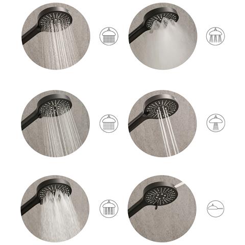 Kit Doccia Con Soffione E Flessibile Mapiri 6 Funzioni Nero - Foto 2