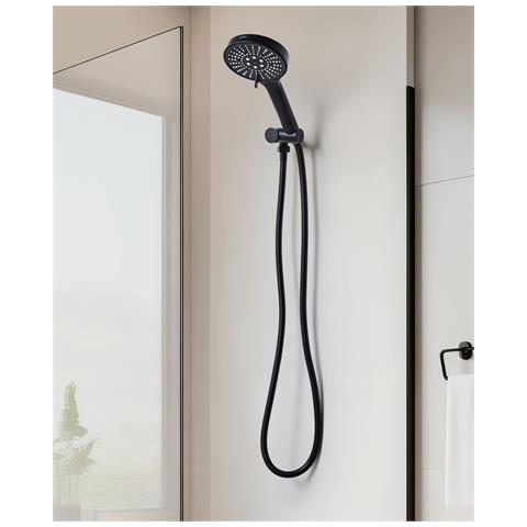 Kit Doccia Con Soffione E Flessibile Mapiri 6 Funzioni Nero - Foto 1