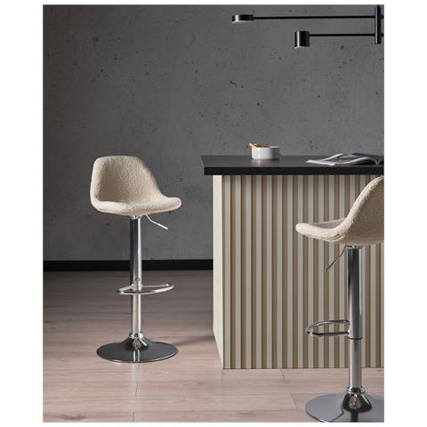 Set Di 2 Sgabelli Da Bar Kahla Bouclé Beige Chiaro - Foto 1