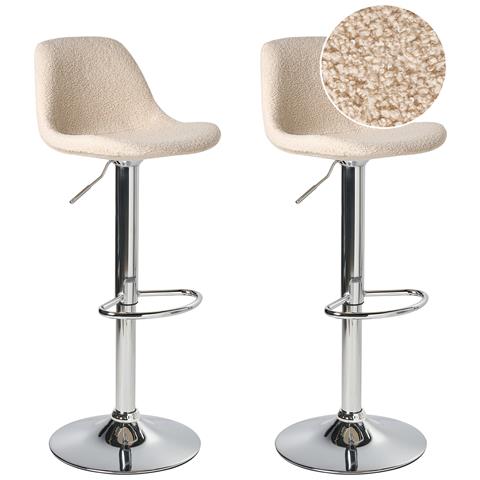 Set Di 2 Sgabelli Da Bar Kahla Bouclé Beige Chiaro - Foto 2