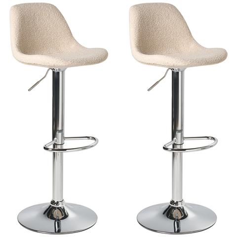 Set Di 2 Sgabelli Da Bar Kahla Bouclé Beige Chiaro - Foto 7