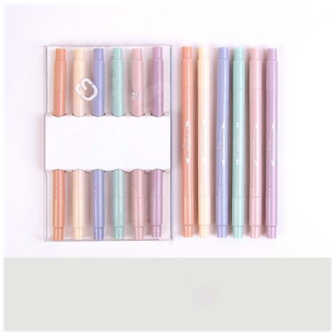 Set Di Evidenziatori Pastel Delicati Per Gli Occhi - 6 Colori, Asciugatura Rapida, Punta A Scalpello Morbida Per Studenti - Foto 1