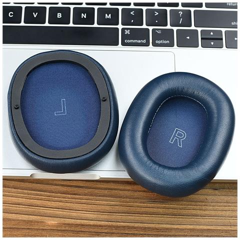 2 Cuscinetti Auricolari In Pelle Di Agnello Compatibili Con Cuffie Anc B&o Beoplay H95 - Cuscinetti Auricolari In Memory Foam Blue - Foto 2