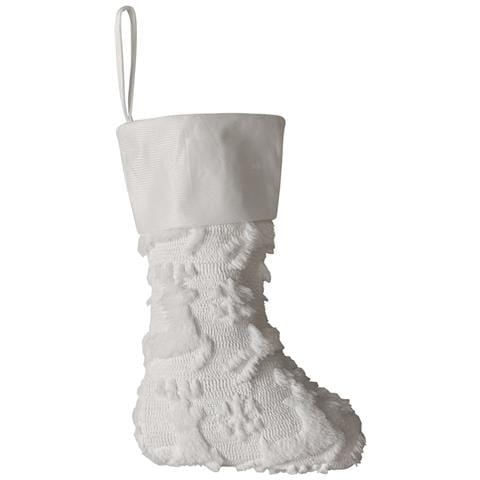 Calza Di Natale Renna - Decorazione Festiva In Peluche Ricamata Bianca - Foto 1