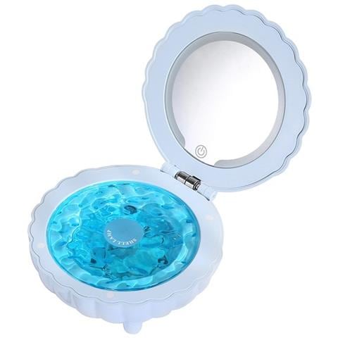 Lampada Di Proiezione Altoparlante Bluetooth Luce Notturna Led Con Specchio Per Trucco E Rumore Bianco Blue - Foto 1