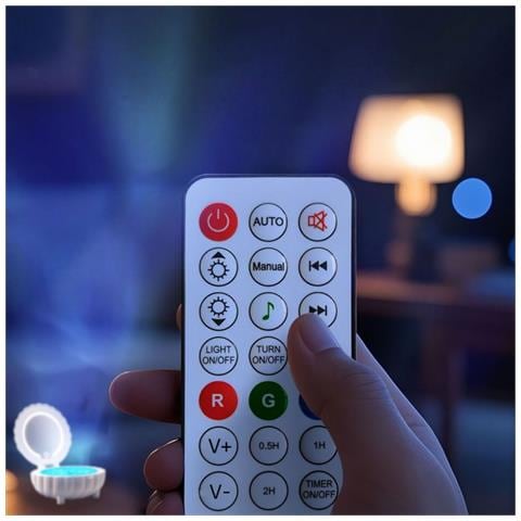 Lampada Di Proiezione Altoparlante Bluetooth Luce Notturna Led Con Specchio Per Trucco E Rumore Bianco Blue - Foto 4