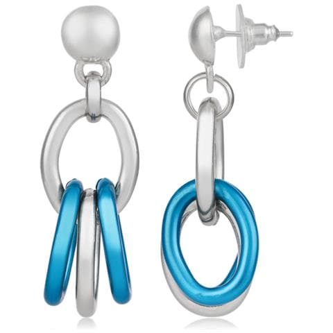 Orecchini A Maglie Blu E Argento - Foto 1