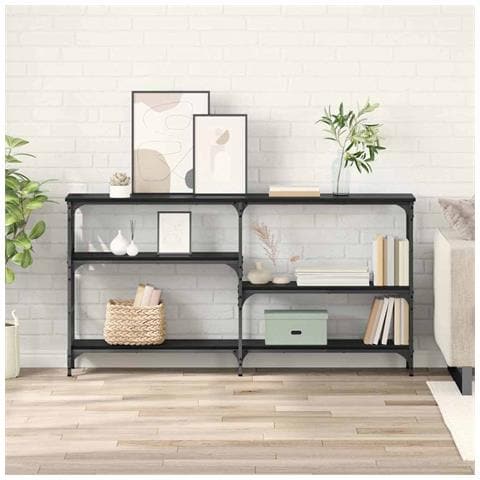 Tavolo consolle con lo scaffale Rovere Nero 150 x 29 x 76,5 cm - Foto 2