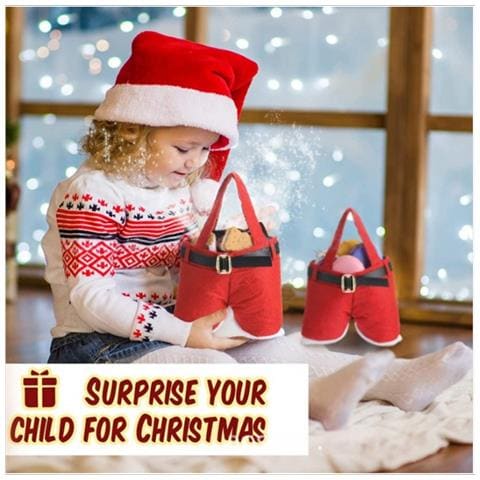 Sacchetto Regalo A Forma Di Pantaloncini Di Babbo Natale - Borsa Festiva In Tessuto Non Tessuto Per Dolci E Bottiglie Di Vino S - Foto 2