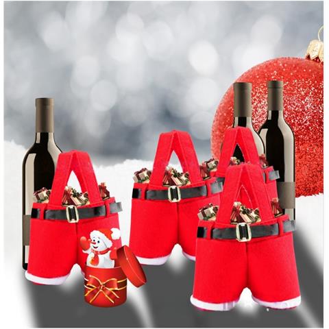 Sacchetto Regalo A Forma Di Pantaloncini Di Babbo Natale - Borsa Festiva In Tessuto Non Tessuto Per Dolci E Bottiglie Di Vino S - Foto 6