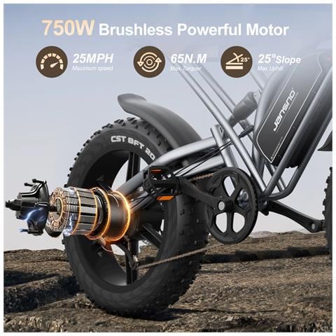 Bicicletta elettrica X50 750W 48V 17AH con batteria rimovibile, pneumatici fat da 20×4 pollici, mountain bike fuoristrada, 7 velocità. - Foto 2