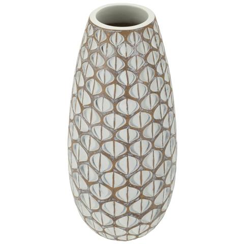 Vaso Tibet Alto In Resina Con Finitura Bianca Anticata - Foto 2