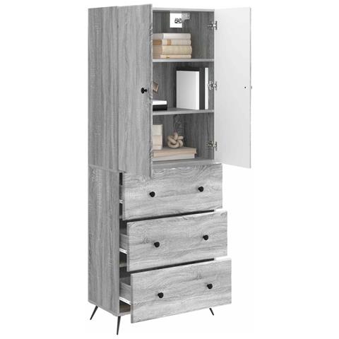 Set di armadi 2 pcs Sonoma grigio 66 x 34,5 x 90 cm - Foto 2