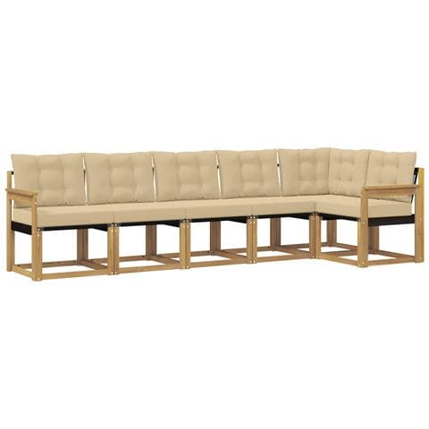 Set di divani da esterno con cuscino 6 pcs Bianco e Beige - Foto 1