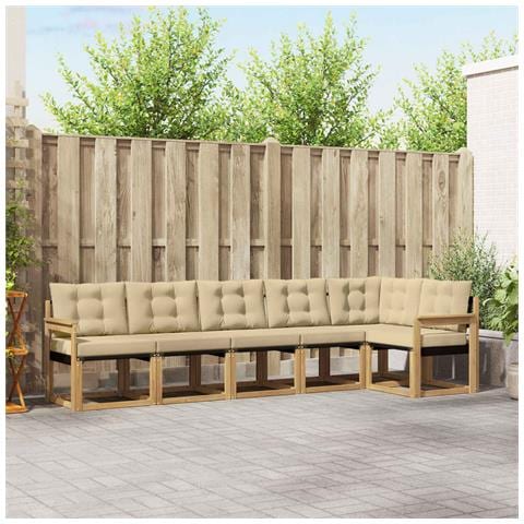 Set di divani da esterno con cuscino 6 pcs Bianco e Beige - Foto 2
