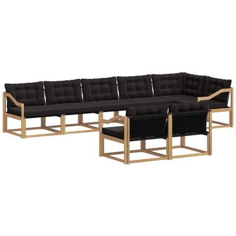 Set di divani da esterno con cuscino 8 pcs Bianco e Nero - Foto 1