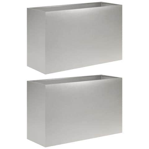 Vaso da giardino 2 pz Argento 80 x 40 x 50 cm Acciaio Inox - Foto 1