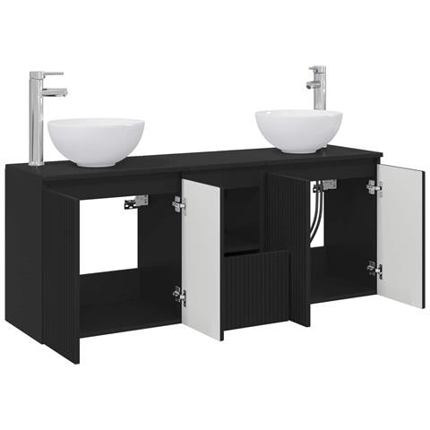 Set di Armadi da Bagno 3 pz Nero 49,5 x 35 x 63 cm - Foto 2