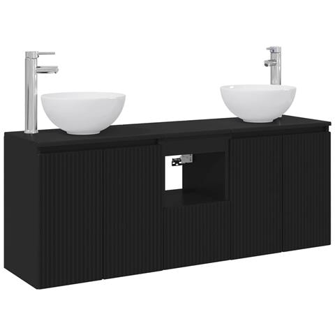 Set di Armadi da Bagno 3 pz Nero 49,5 x 35 x 63 cm - Foto 1