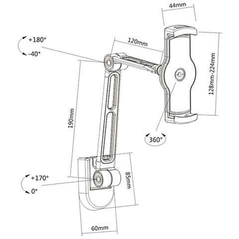ICA-TBL 2802 - Supporto Estensibile per Tablet e i-Pad 4.7''-12.9'' da Muro o Sottopensile - Foto 3