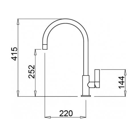 Miscelatore Monocomando con canna girevole Volta 22x41 cm Granitek Colore Grigio Cemento 48 - Foto 2