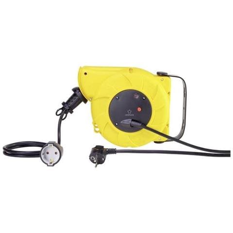 Avvolgicavo Da Parete 9 M Nero Spina Schuko Angolata - Foto 1