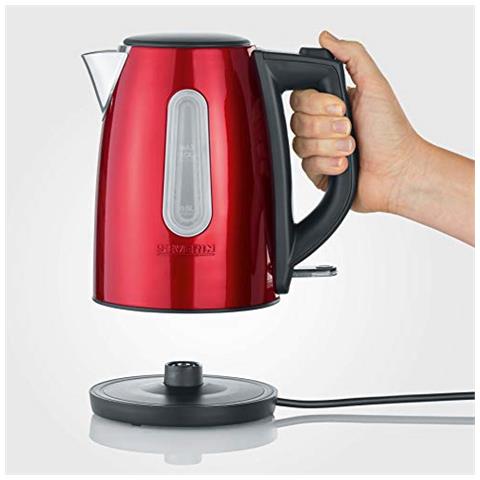 WK 3417 Bollitore, 2200 W, Circa 1,0 l, Sistema Centrale Cordless a 360°, Grande Apertura del Coperchio, Filtro anticalcare Lavabile, 1 Liter, Nero / Rosso - Foto 2