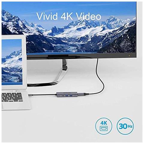 C Hub Hdmi Adattatore Usb Qgeem 7 In 1 Tipo C Hub A Hdmi 4k 3 Porte Usb 3.0 100w Power Delivery Lettori Sd Tf Card Compatibile Con Macbook Pro 1315 (thunderbolt 3) 2018 Mac Air Chromebook Usb C Adattatore - Foto 4