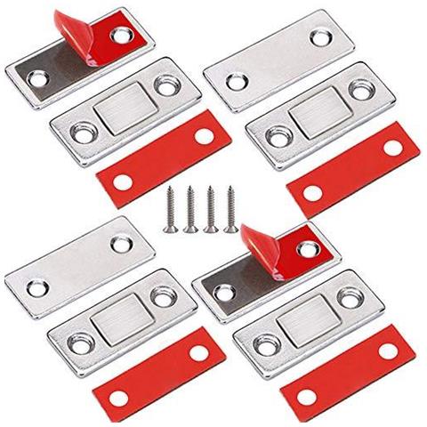 Porta Magneti 4 Pack Ultra Fini Porta Magnetica Cattura Cassetto Magnete In Acciaio Inox Magnetico Cabinet Fermi Hardware Per Porta Scorrevole Finestra Della Cucina Cupboard Chiusura Armadio Chiudiporta-silver - Foto 1