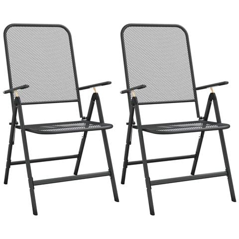 Sedie Giardino Pieghevoli 2 Pz Rete Metallica Espansa Antracite - Foto 1