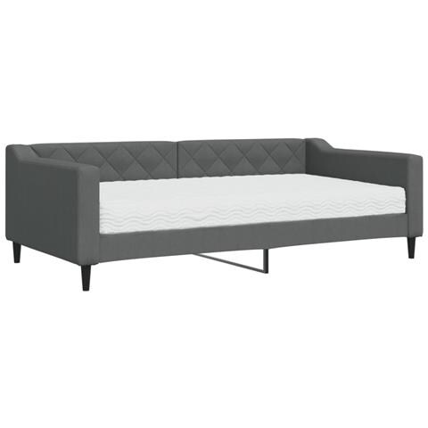 Divano Letto Con Materasso Grigio Scuro 100x200 Cm In Tessuto - Foto 1