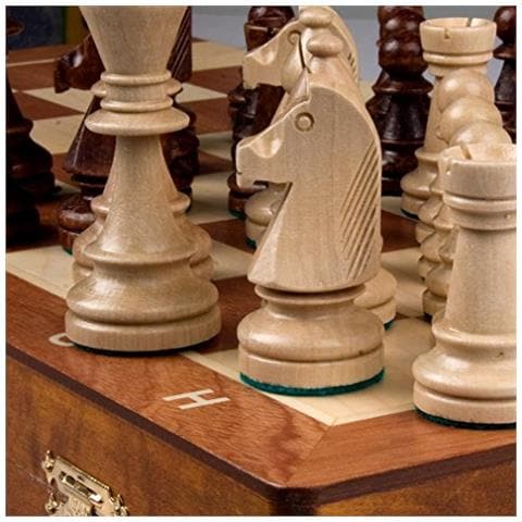 Set Di Scacchi Da Torneo Professionale Europeo Fatto A Mano Da Con Custodia In Legno - Pezzi Degli Scacchi In Legno Intagliato A Mano E Scatola Di Immagazzinaggio Per Conservare Tutti I Pezzi - Foto 3