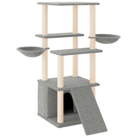 Albero Per Gatti Con Tiragraffi In Sisal Grigio Chiaro 133 Cm - Foto 1