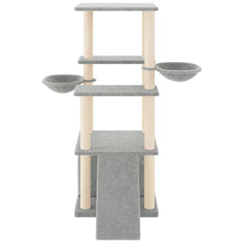 Albero Per Gatti Con Tiragraffi In Sisal Grigio Chiaro 133 Cm - Foto 2