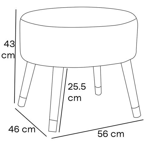 Sgabello Pouf In Tessuto Grigio Gambe In Legno Poggiapiedi Imbottito 56x46x43 Cm - Foto 2