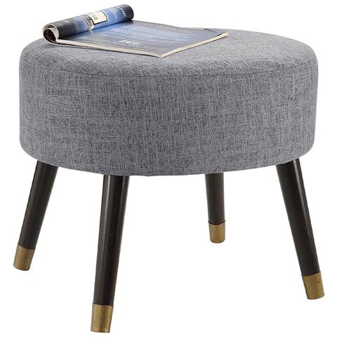 Sgabello Pouf In Tessuto Grigio Gambe In Legno Poggiapiedi Imbottito 56x46x43 Cm - Foto 4