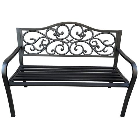 Panchina da Giardino IRGA con Gambe in Acciaio e Schienale in Ghisa, Colore Nero - Foto 2
