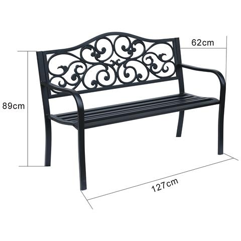 Panchina da Giardino IRGA con Gambe in Acciaio e Schienale in Ghisa, Colore Nero - Foto 3
