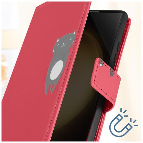 Custodia Gatto Per Samsung S23 Ultra Portafoglio Supporto Video - Foto 5