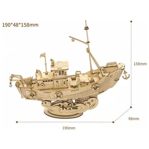 Puzzle 3d In Legno | Barca Da Pesca - Foto 2