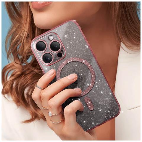 Cover Magsafe Per Iphone 15 Pro Max Silicone Glitterato - Foto 2